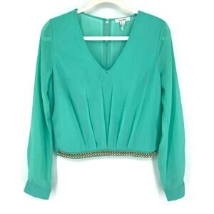 Soieblue Aqua Blue Blouse Medium V-Neck